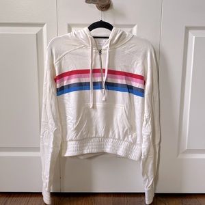Aviator Nation inspired Spiritual Gangster Cream/ white 3/4 zip Hoodie Like New
